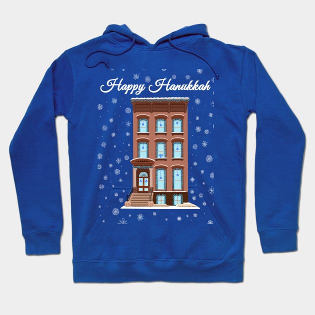 Happy Hanukkah Brooklyn Brownstone Hoodie by Art by Deborah Camp